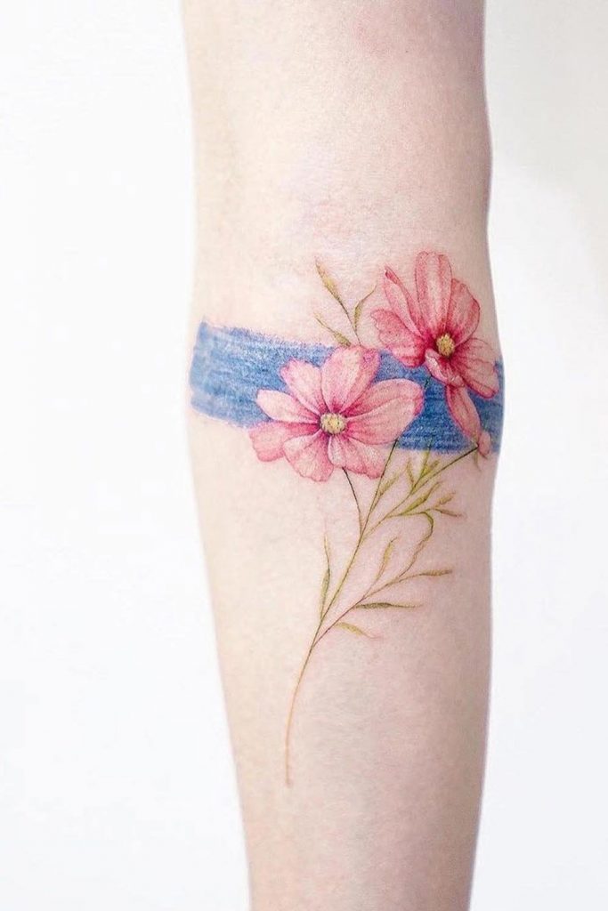 simple flower forearm tattoos