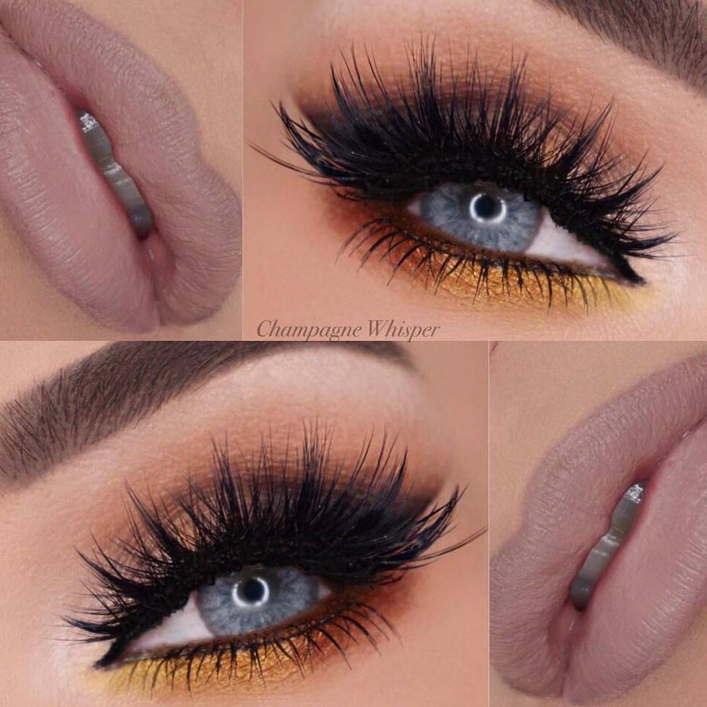 Yellow and Brown Shades Makeup for Gray Eyes