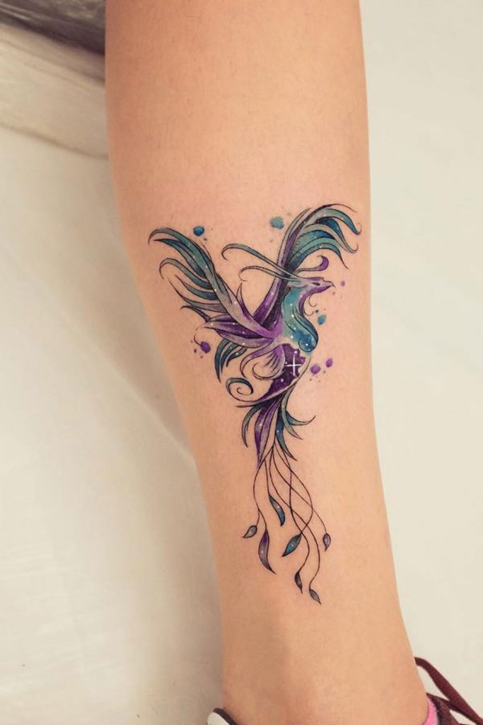 Phoenix Tattoo Design for Leg
