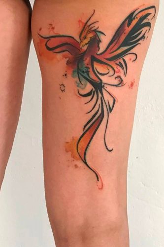 Phoenix Tattoo Placed On Leg