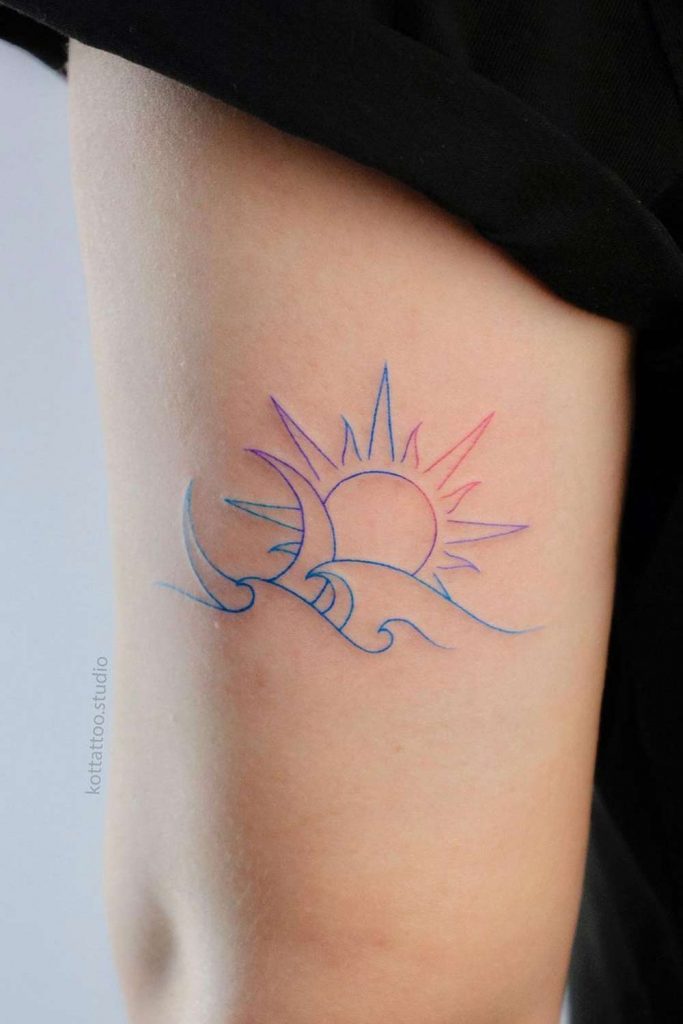 The Sun and Moon Simple Tattoo