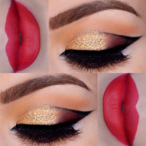 Gold & Brown Cut Crease Makeup Idea