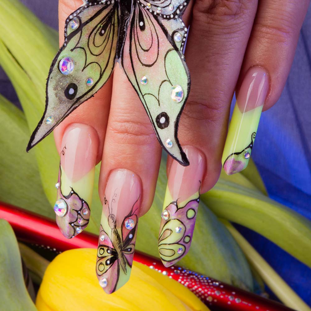 French Butterfly Tips Nail Design