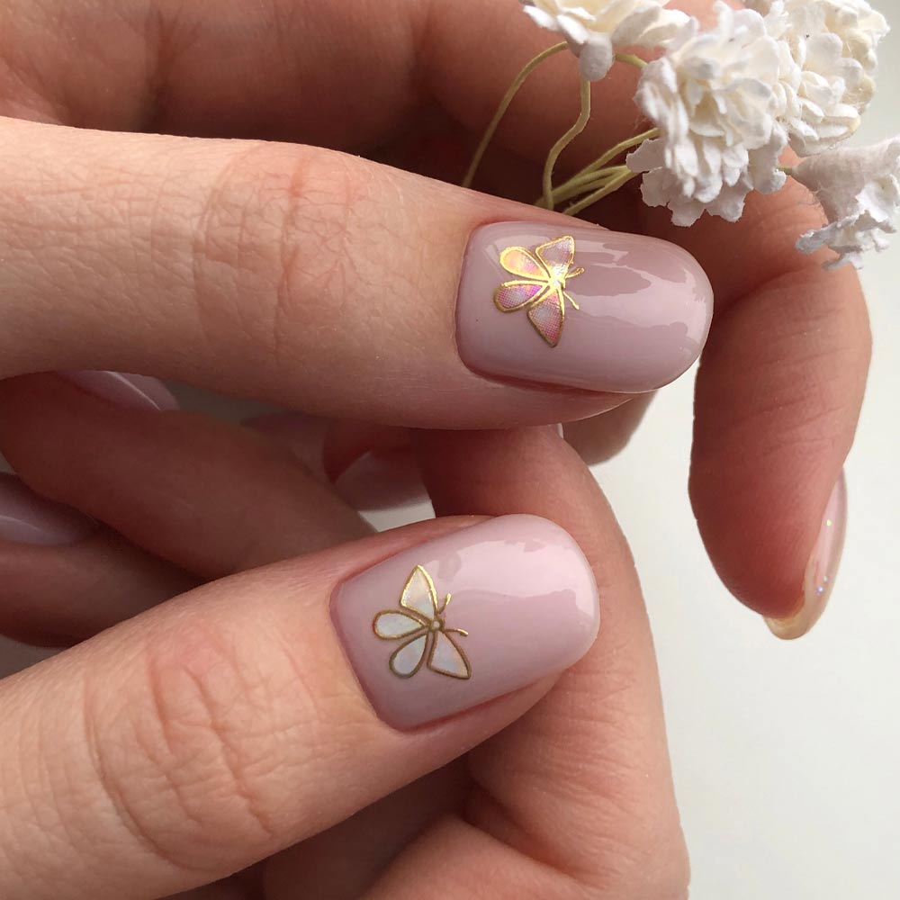 Nude Nails with Butterflies