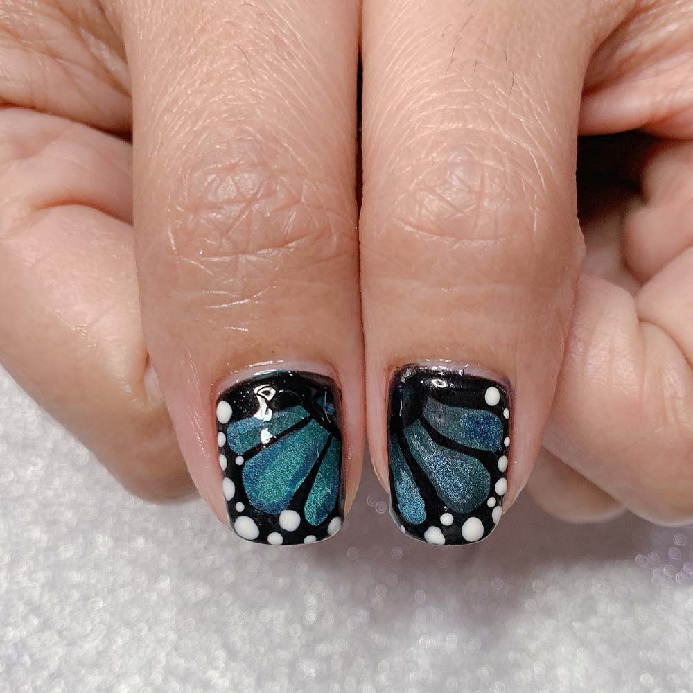Split Butterfly Nails with Glitter