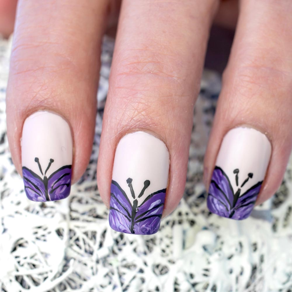 Matte Nails with Butterfly Tips