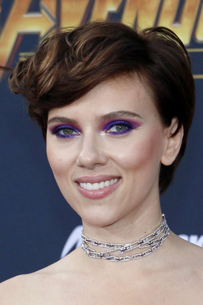 Scarlett Johansson with Wavy Dark Pixie