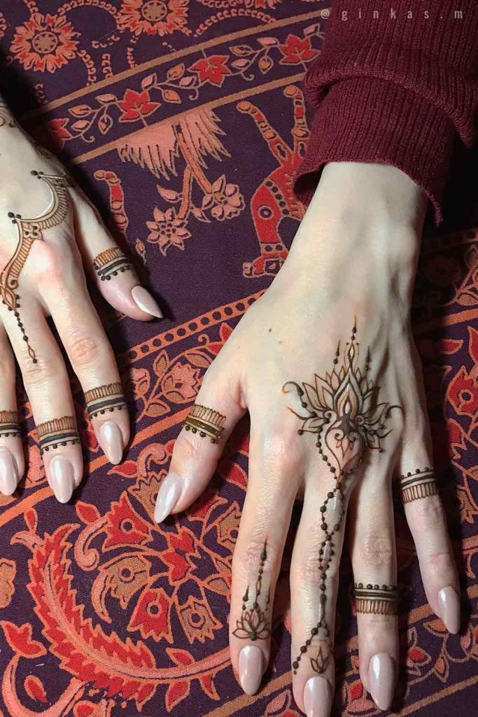 Henna Lotus Tattoo on Hands