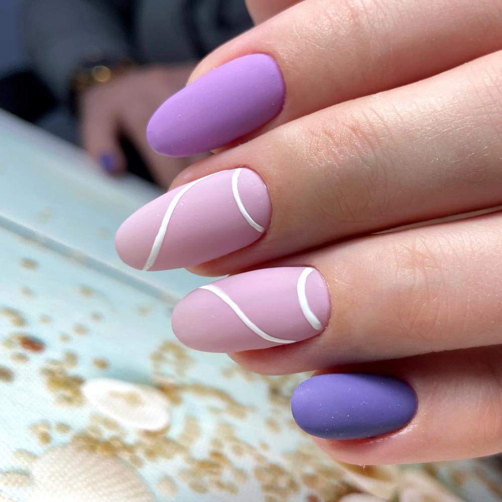 Pastel Matte Purple Nails with Lilac Accent
