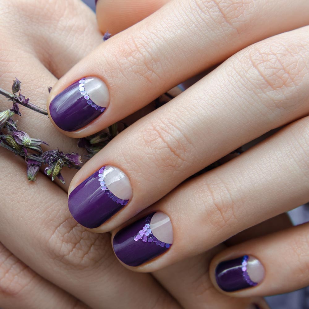 Half Moon Purple Nails
