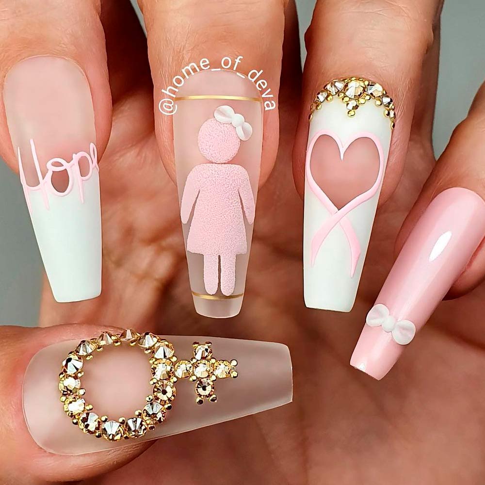 Rose Gold Nails With Rhinestones For Real Socialites