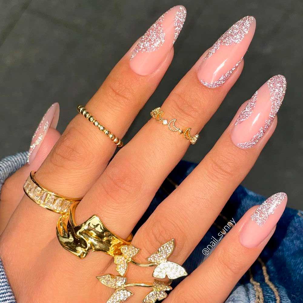 Rose Gold Nails with Glitter