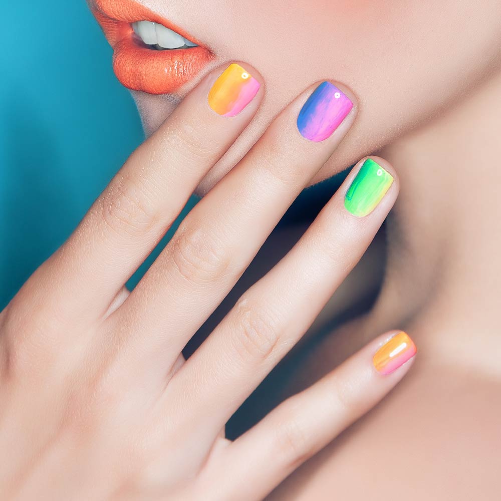 Vertical Ombre Nails with Rainbow Colors