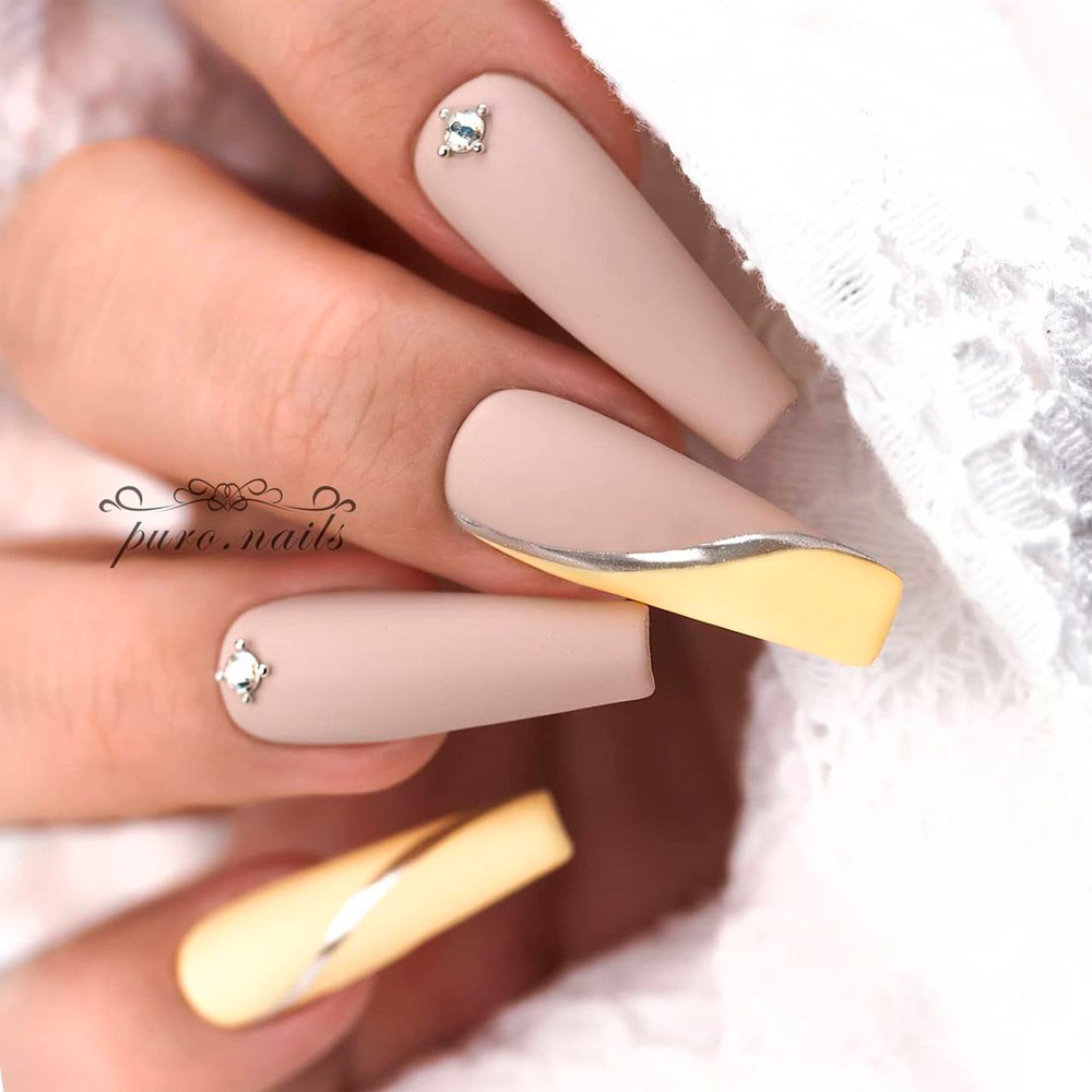 Coffin Nails Designs With Stones