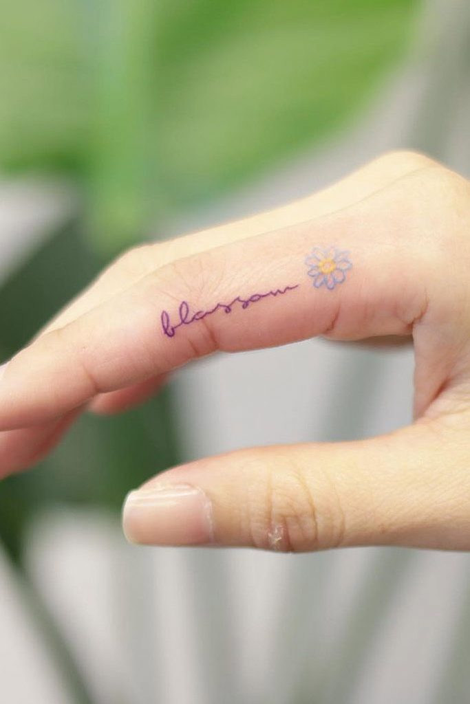 Small Flower Tattoo with Lettering