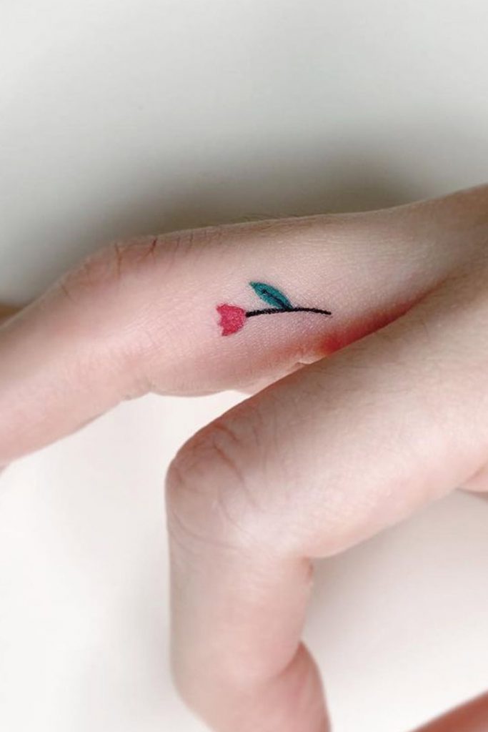 Small Tulip Hand Tattoo for Women