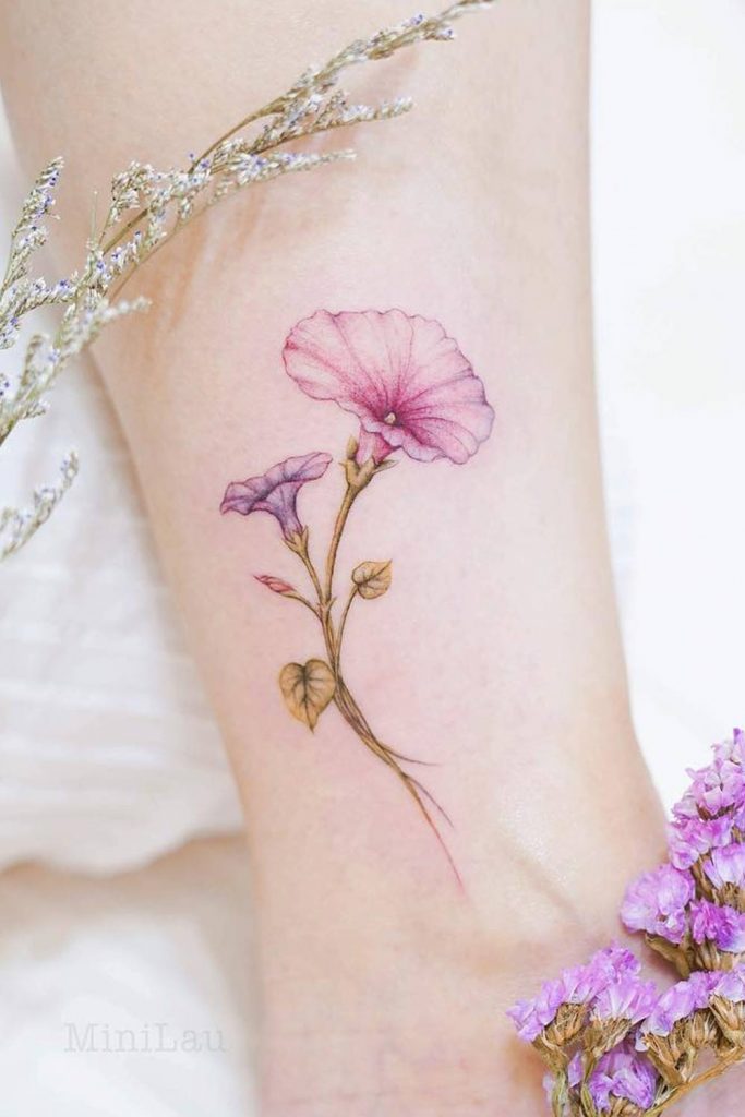 Flowers Tattoo Design for Leg
