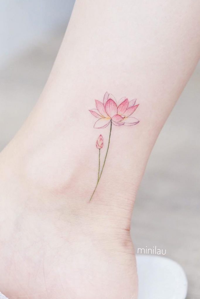 Lotus Flower Tattoo on Ankle