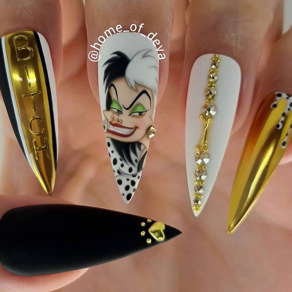 Cruella Inspired Nails
