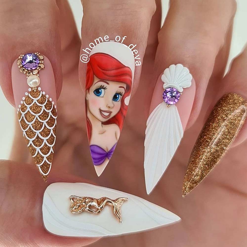 Little Mermaid Themed Nails