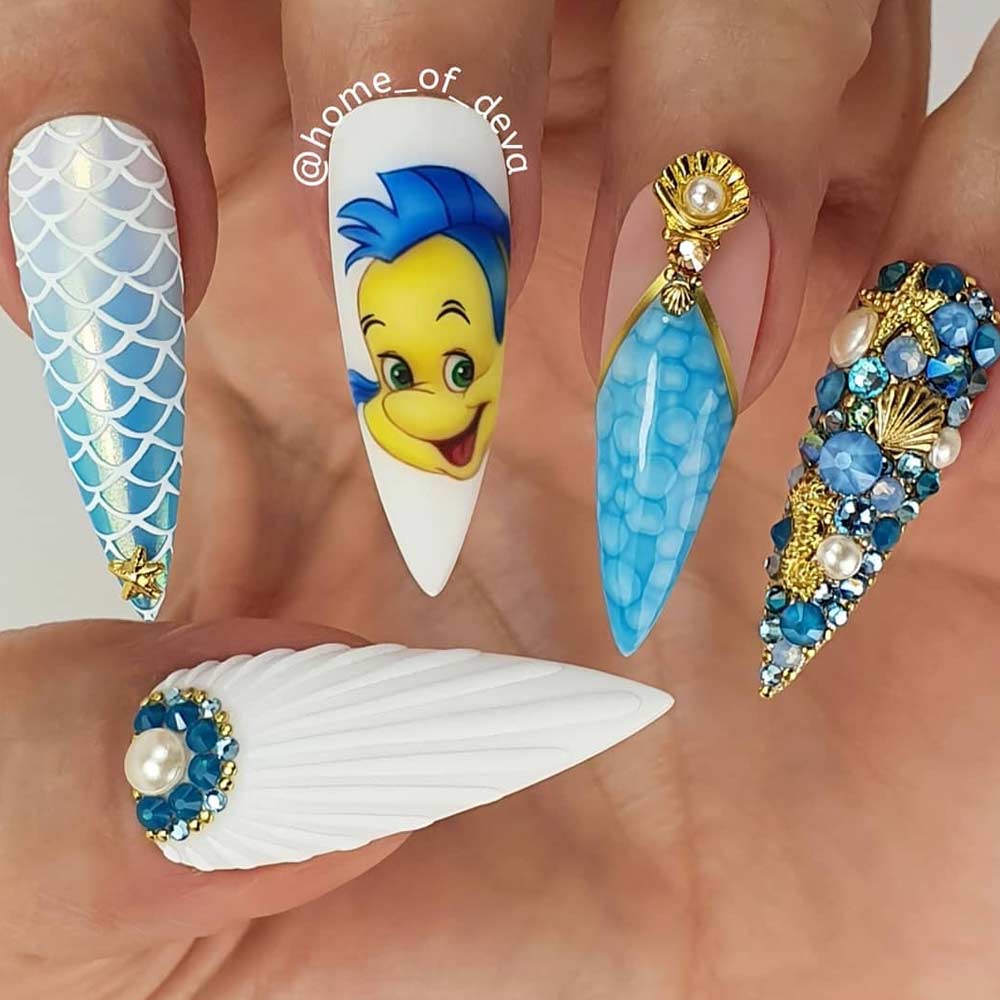 Little Mermaid Disney Nails Idea