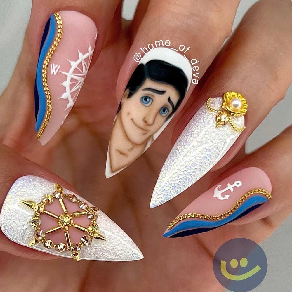 Little Mermaid Themed Nails Design