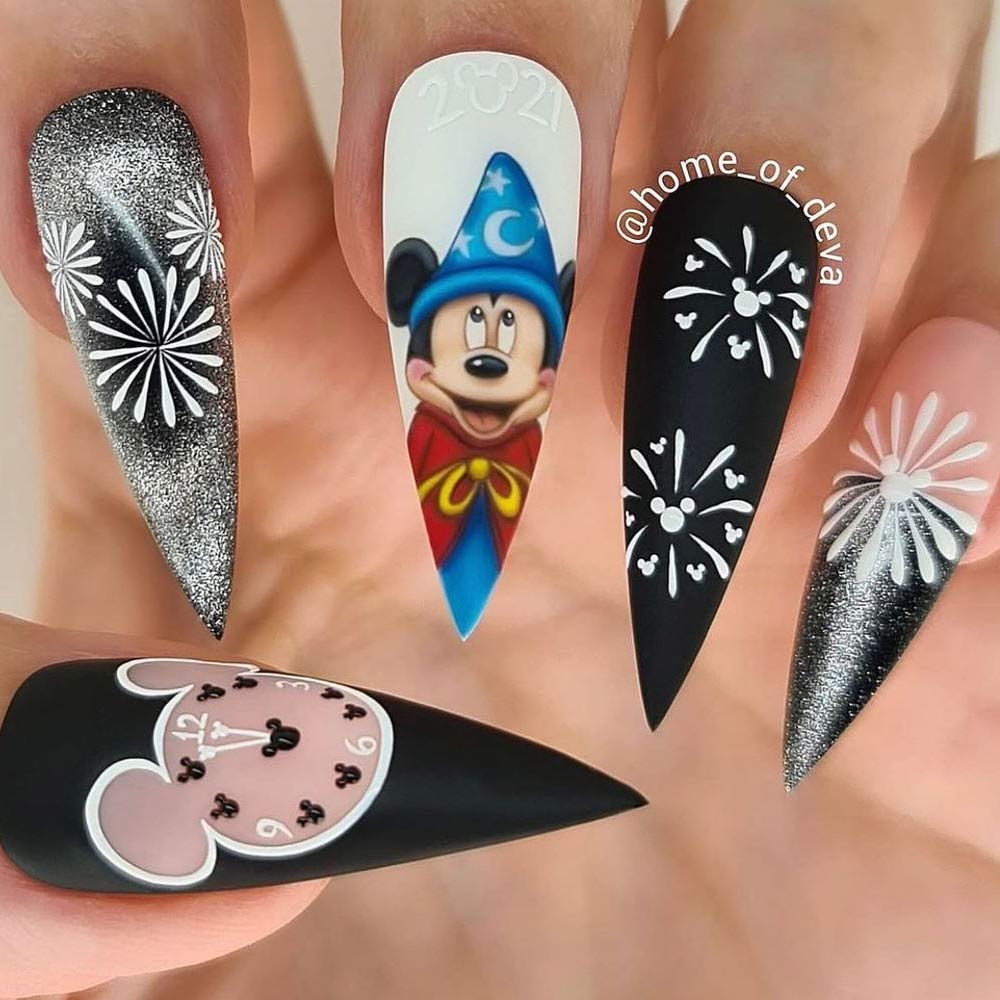 New Year Mickey Mouse Nails