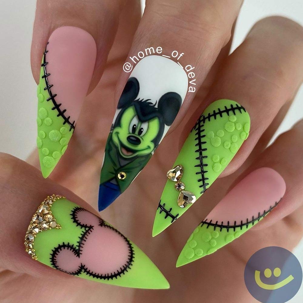Halloween Mickey Mouse Nails