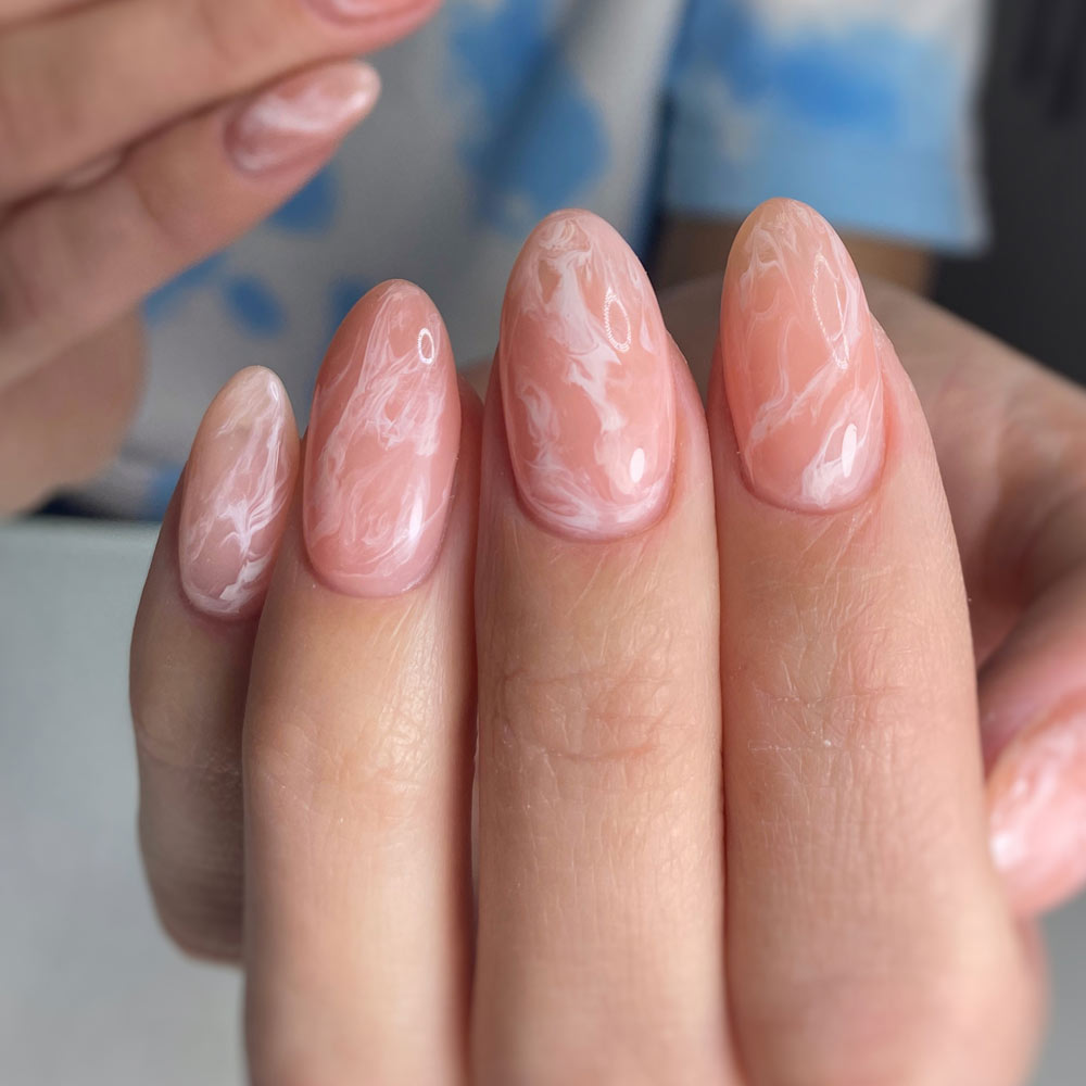 Water Marble Nude Nails