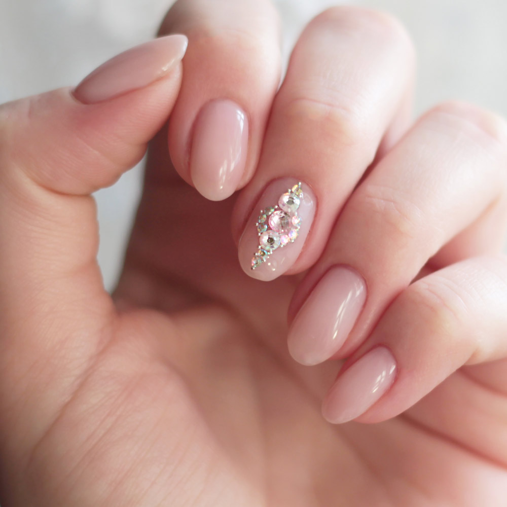 Nude Nails with Rhinestones Accent