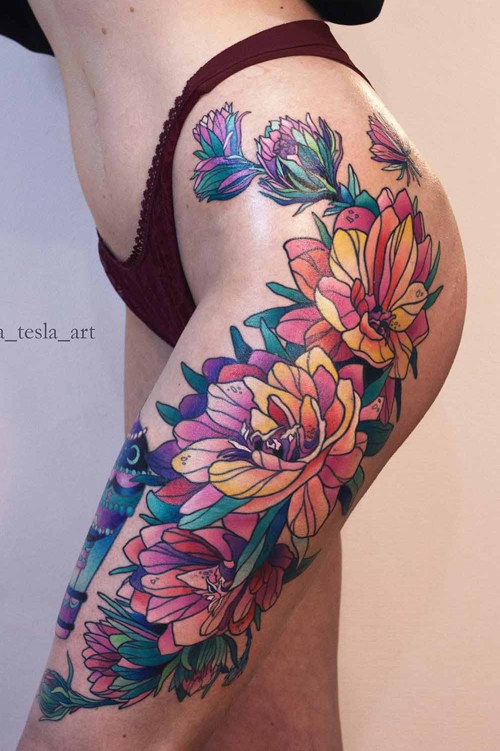 23 Beautiful Flower Thigh Tattoo Ideas  Tattoo Glee