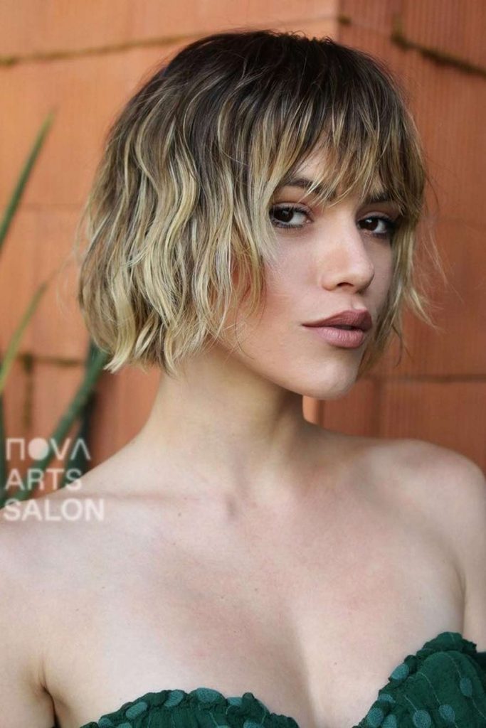 Chin-Length Bob with Bangs for Heart-Shaped Face