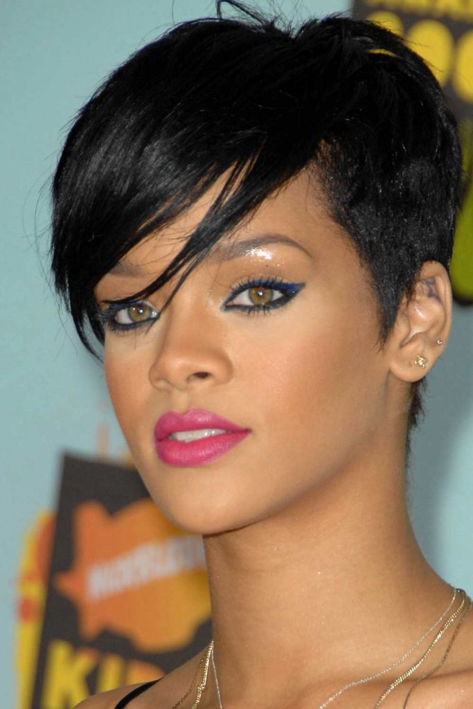 Rihanna with Black Edgy Pixie