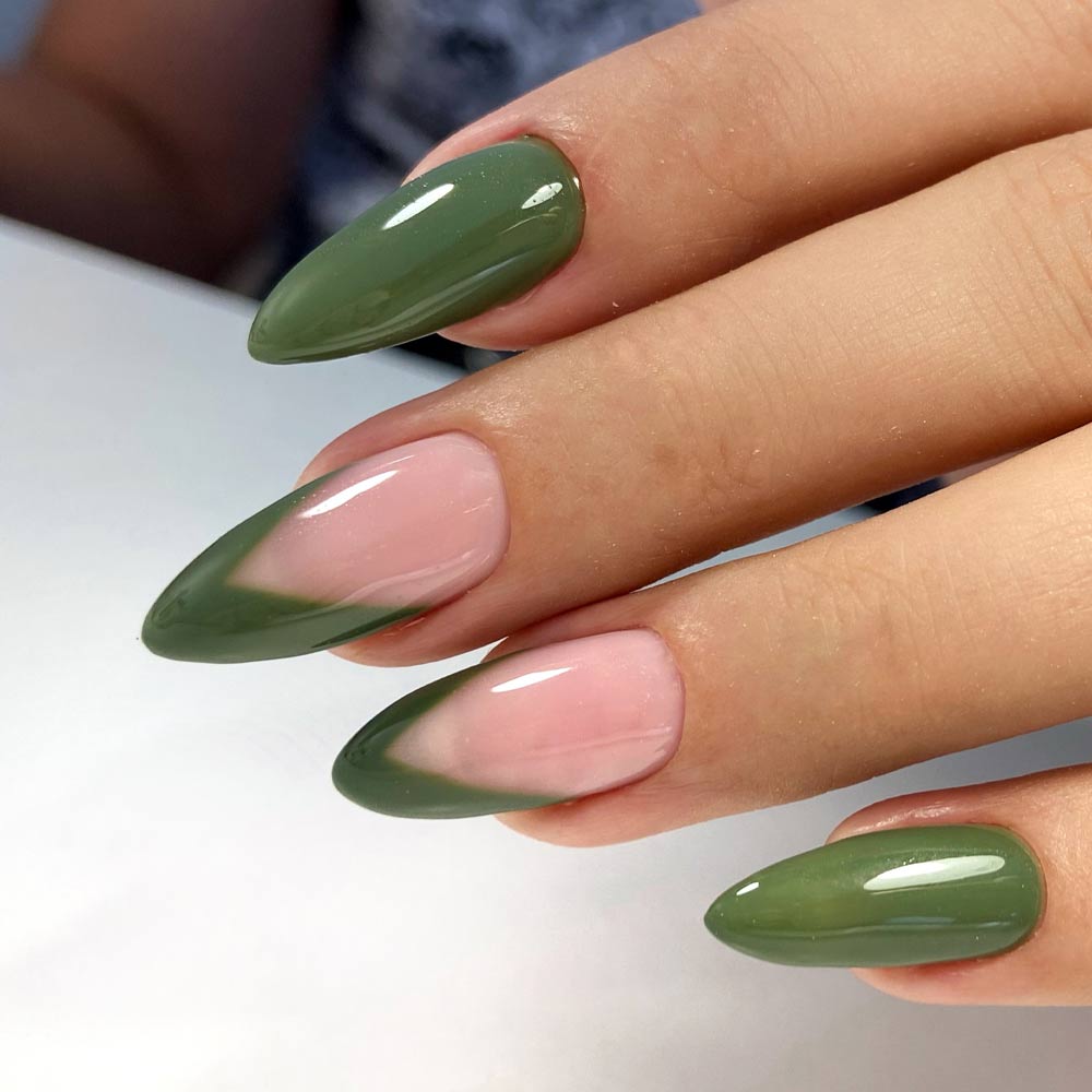 Green French Acrylic Nails