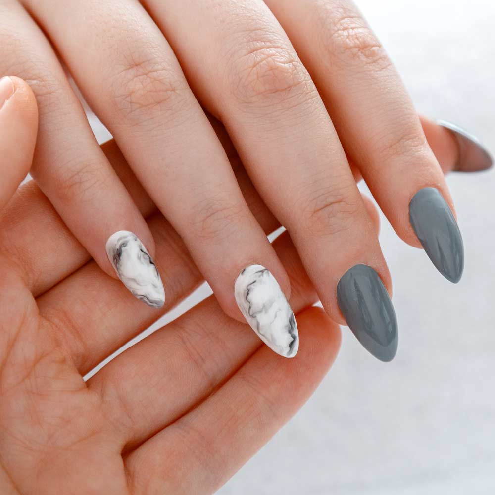 White and Gray Marble Nails