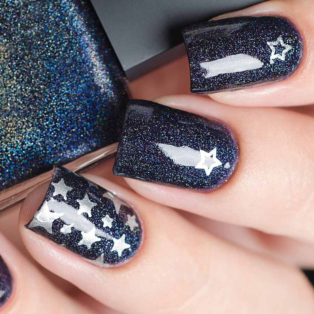 Glitter Nails with Stars