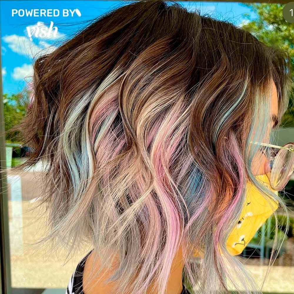 Layered Bob With Multicolored Balayage