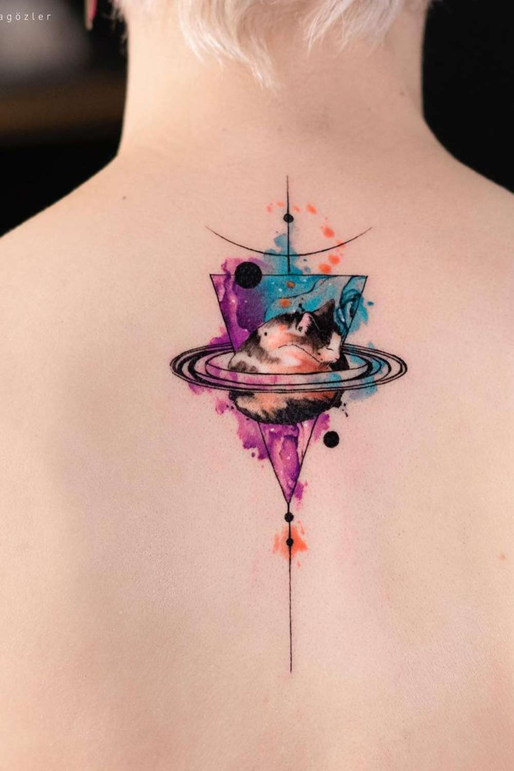 Galaxy Tattoo with a Cat