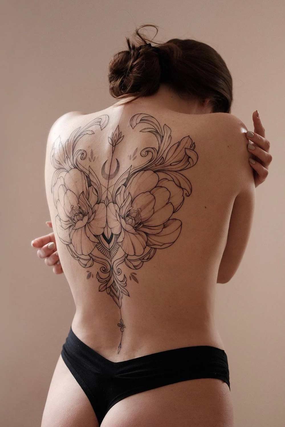 Back Tattoo with Flowers