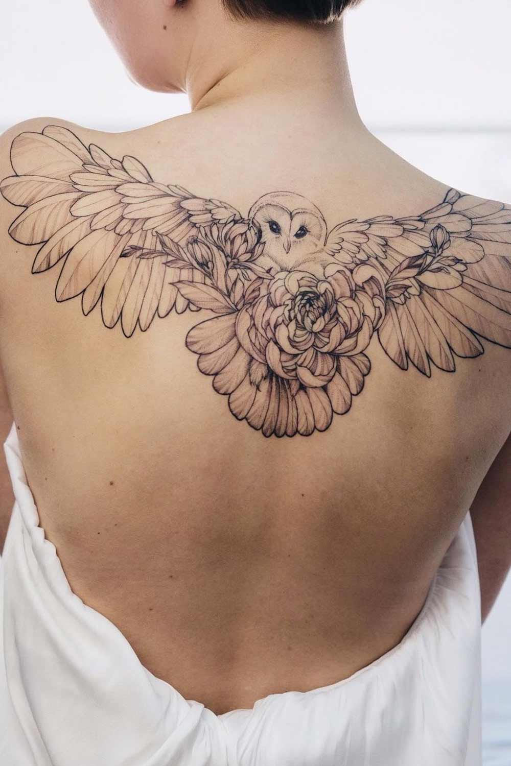 Owl Tattoo Design for Back
