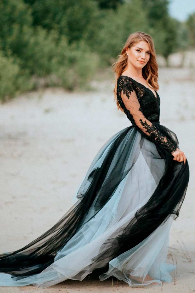 Black and best sale blue wedding dress