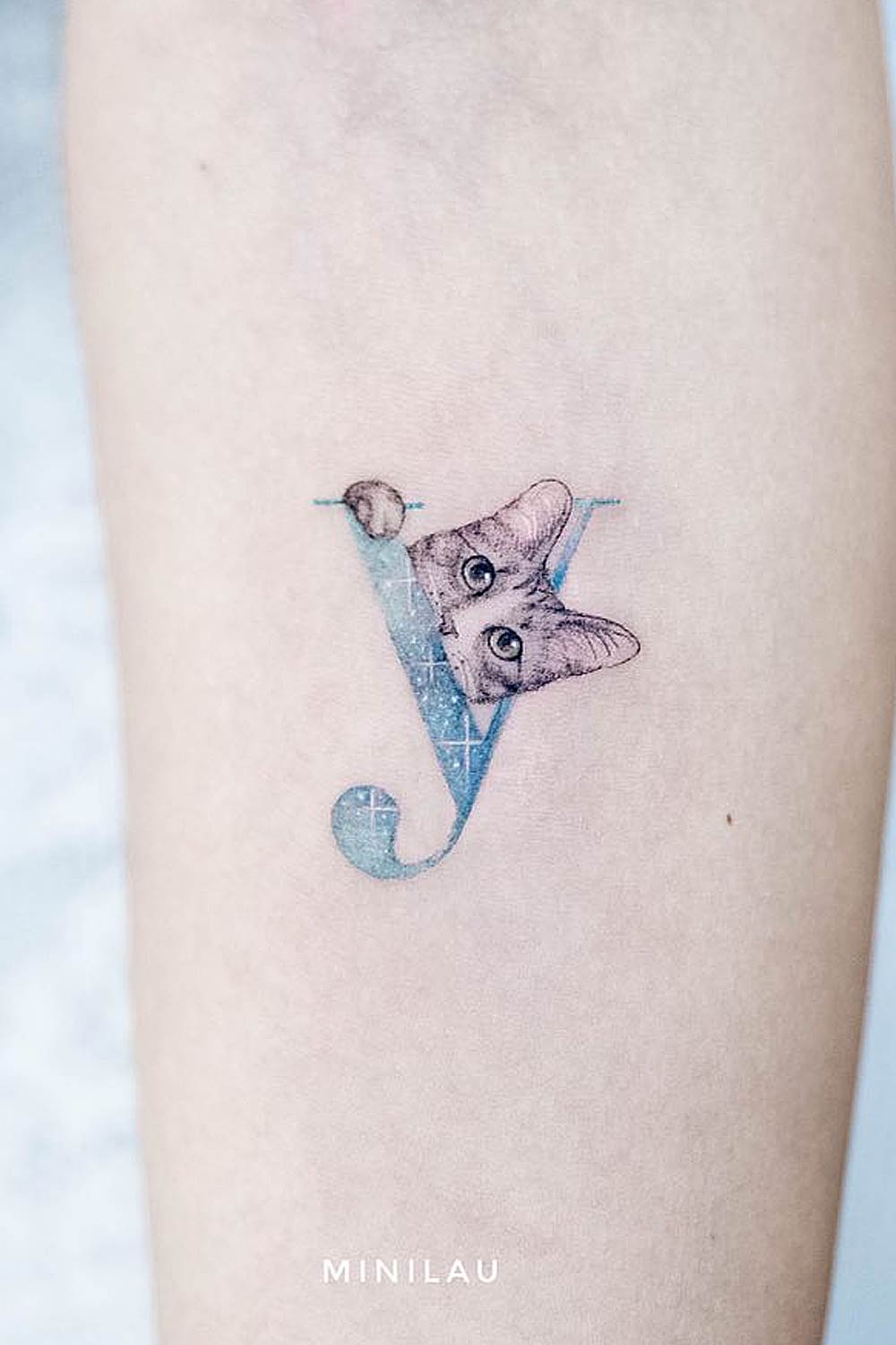 Cat Tattoo Design with Letter
