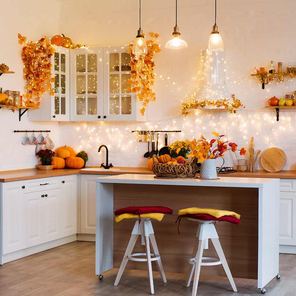 Kitchen Decoration Idea with Fall Leaves