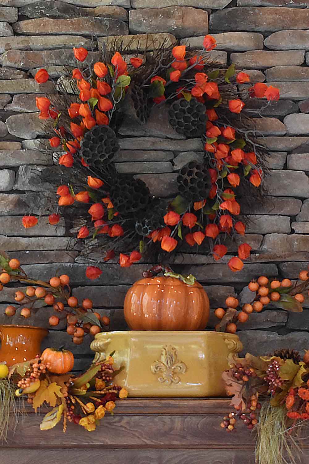 Pumpkin and Wreath Fall Decoration