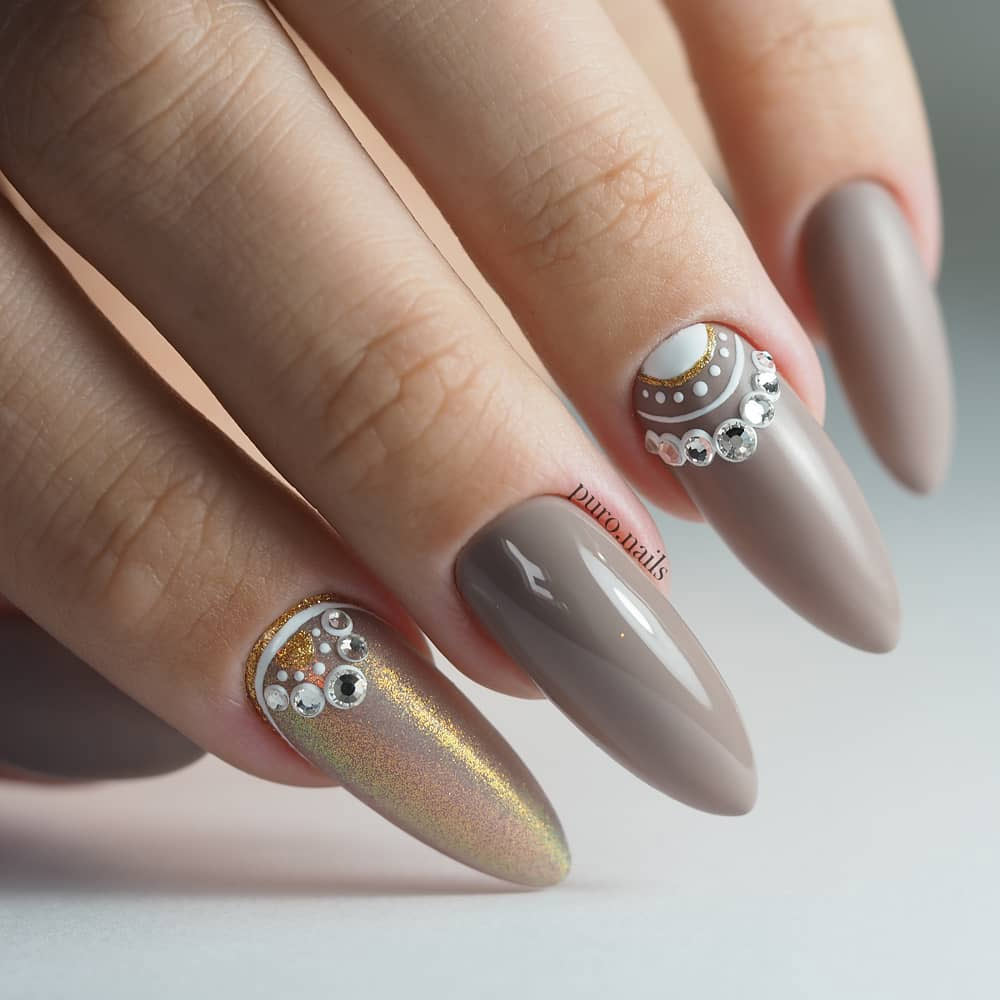 Patterned Half Moon Nails