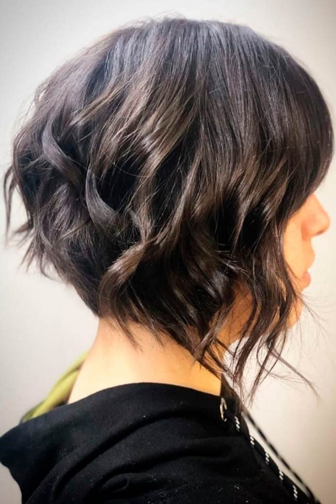 super short angled bob with bangs