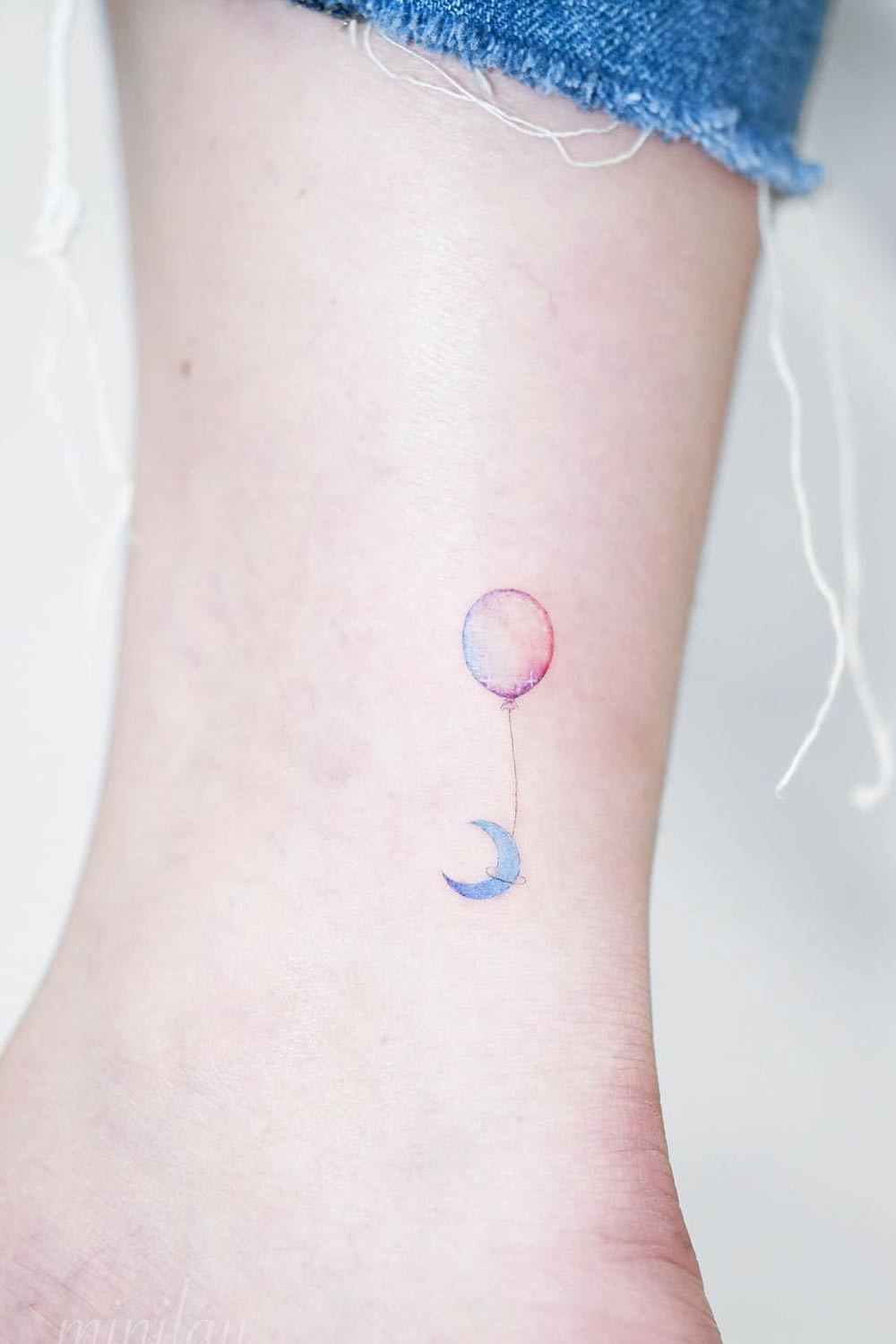Moon with a Balloon Tattoo Idea