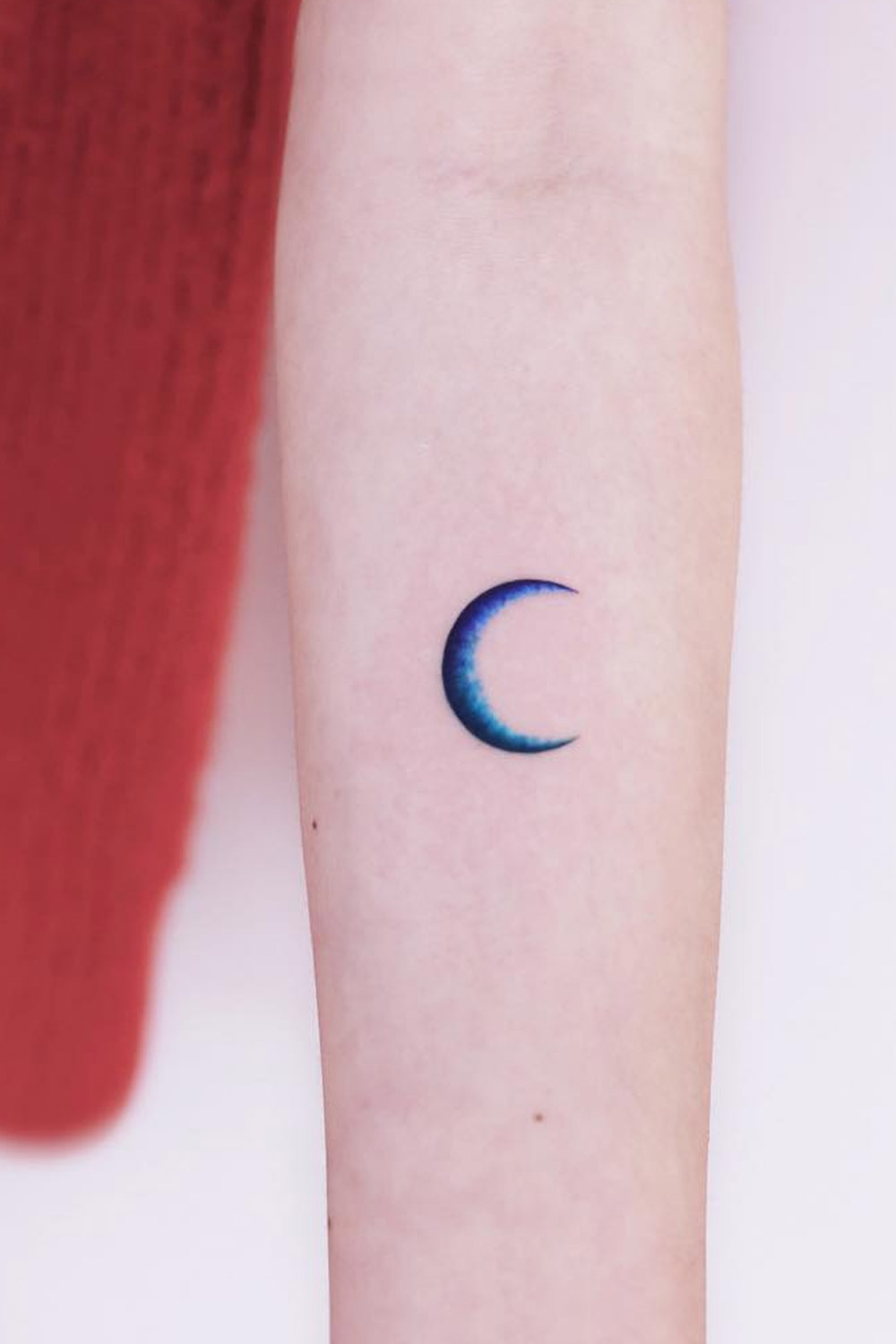 Blue Crescent Moon Tattoo