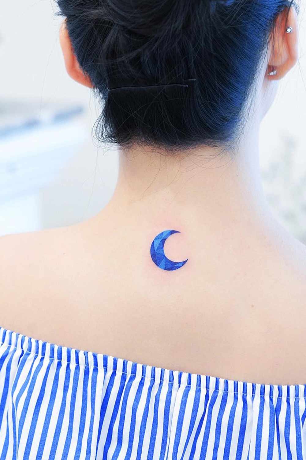 Crescent Moon Neck Tattoos Crescent Moon Outline Temporary Tattoo