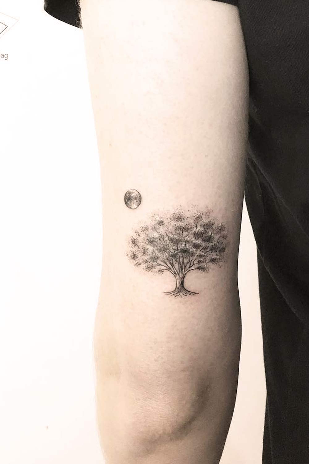 Full Moon with Tree Tattoo